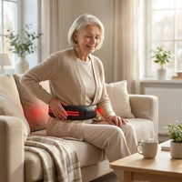 Femme âgée utilisant la ceinture Reluxa® pour soulager les douleurs du dos